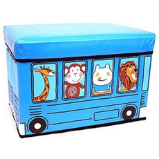 키움하우스 장난감보관함 동물버스, 블루, 1개