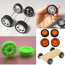 미니 자동차 바퀴 10세트 차바퀴 장난감 타이어 만들기재료 교재, A 주황색고무바퀴 10세트