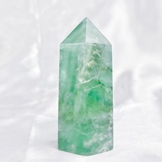 螢石柱 藍綠色羽毛體 塊狀分層 帶彩虹光, 1個