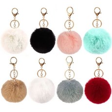 가방 자동차 방울 털 키링 퍼 열쇠고리, 6.화이트