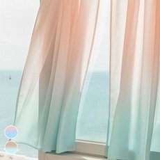 [에타홈] 해운대 선라이즈 선셋 그라데이션 쉬폰 가리개커튼 봉집형