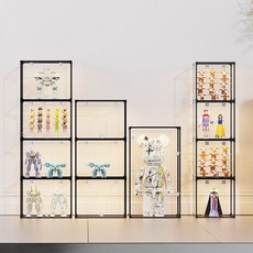 多層閤金亞剋力展示盒 手辦模型收納盒展示架高達透明盲盒防塵罩, 1個, 中號配套階梯,展示盒