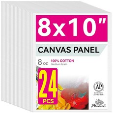 PHOENIX 페인팅 캔버스 패널 20.3 x 25.4cm 8 10인치 12개 밸류 팩 - 226.8g 8온스 삼중 밑칠 100% 면 중성 보드 페인팅용 아크릴 유화용 화이트, 화이트 - 벌크 팩._8 x 10