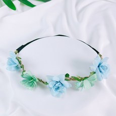 셀프 웨딩 촬영용 조화 화관 꽃머리띠, 화관 A타입 - 블루