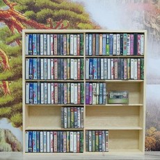 카세트테이프 보관함 우드 100개 레코드 멀티 정리대 수납함, 원목 5단 도어 없음 (테이프 홀더)