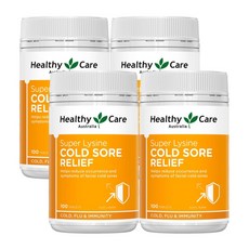 Healthy Care Super Lysine COLD SORE RELIEF 헬시케어 호주 라이신 콜드소어 릴리프 1000mg 100정4팩, 100정, 4개