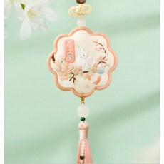 桃園出貨 龍年新款【刺繡系列】卡通雙面刺繡吊飾刺繡手工diy材料包平安符 車掛飾自繡香包香囊雙面繡 交換禮物保佑平安, 花憐貓（送平安玉扣+繡繃）, 1個