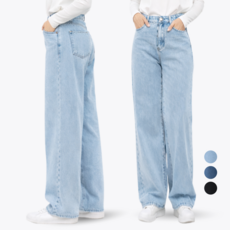 코트니스 여성 일자 데님 팬츠 롱기장 와이드 청바지