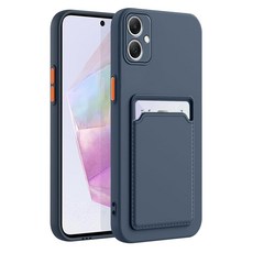 TSAYGFK 삼성 갤럭시 S25 엣지 케이스 미니멀리스트 신용 카드 홀더 TPU 실리콘 긁힘 방지 슬림 카드 슬롯 지갑 케이스 보호 커버 폰 케이스 S25 엣지 5G 6.7인, Samsung A05, 다크 블루