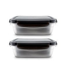 DZAT SUS 304 스텐 김치통 대형 래치락 밀폐용기 세트, 2개, 350ml