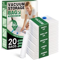 진공 보관 가방 의류 침구 옷 이불 담요 베개-5 점보+5 대형 우주 핸드 펌프 포함, 20 Combo-Hand Pump