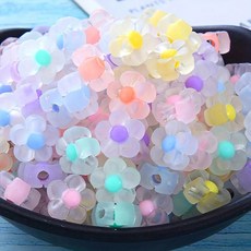 100pcs 12mm 해바라기 아크릴 비즈 매트 투명 혼합 색상 스페이서 수제 클립북 팔찌 귀걸이 여름 보석
