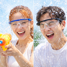 야외 물놀이 눈보호 고글 투명안경 워터밤 준비물 물총축제 안전글라스 워터파크필수, 1개, 블랙프레임