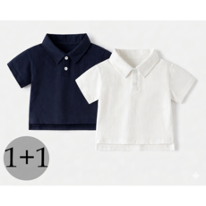 우주슈 키즈 남여공용 기본 심플 여름 등원룩 반팔 카라티 2종세트