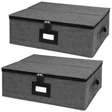 Gowee 중국 저장 용기 2팩 식기 보관 및 운송용 플래터 17인치 x 13인치 6인치 펠트 칸막이 5개 포함 구조화된 상단 스태커블(블랙), 2 Pack