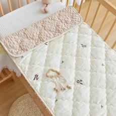 DFMEI 新生嬰兒午睡專用褥子秋冬寶寶拼接牀褥可機洗鋪被幼兒園寶寶牀墊, 1個, 森林兔+咖色