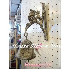 House傢飾 青蛙造型鑄鐵門鈴 復古鏽色掛飾