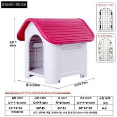 야외 애견 조립식 견사 강아지 대형견 곰팡이 방지 실외, 문 없음, 1개, 중형 레드 스카이라이트 없음