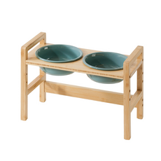 마브펫 강아지 대형견 높이조절 원목 식기 밥그릇, 2구세트-S사이즈, 1개, 다크그린