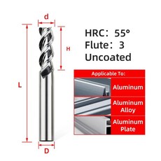 알루미늄 구리 가공 카바이드 플랫 엔드 밀 HRC55 3 플루트 선반 공구 텅스텐 스틸 커터 4 5 6 8 10mm, 03 1pc HRC55 3F, 26 d11xD12x30x75L