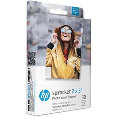 HP 스프로켓 2x3\" 프리미엄 징크 스티키 백 포토 페이퍼(50매) 프린터와 호환됩니다., Photo Paper, 50 Pack