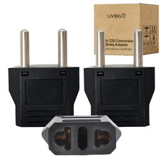 리빙유 고급형 황동 110v to 220V 여행용 돼지코 플러그 콘센트 어댑터, 3개