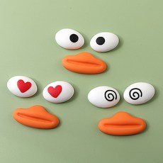 싼비즈 [6563-01]실리콘부착형 오리얼굴3종 (1세트 눈2+입1)