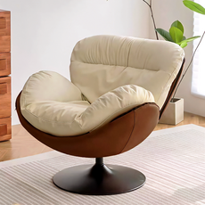 BYOU 럭셔리 1인용 쇼파 360도 회전 가능한 대형 리클라이너 안락 의자, 1개, 브라운+화이트