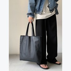 創者皮具 韓版 時尚男包 皮面大托特包 簡約大容量手提包, A黑色, 黑色