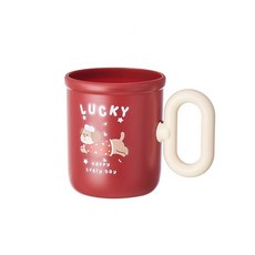 刷牙杯 漱口杯 臘腸小狗 家用洗漱杯 水杯 牙刷杯 加厚耐摔 兒童水杯 可愛撞色 情侶杯, 1個, 小狗漱口杯(米色手柄)