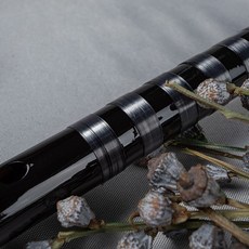 董生華 笛子 竹笛 初學考級 苦竹 成人 黑色 古風 女學生 橫笛 複古笛, 1個, 接銅兩節,小降B調
