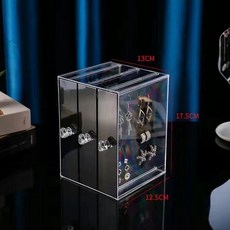 耳環架子展示架家用防塵盒子項鍊耳釘耳飾收納大容量ins風首飾盒, 1個, 黑色三抽首飾盒