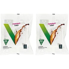 Hario V60 종이 커피 필터 02 사이즈 내추럴, 사이즈 02, 100개 (2팩), White