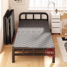 【椿嶼】午休折疊床單人簡易便攜陪護床辦公室午休出租屋經濟便攜折疊床, 黑架靜音款【三秒折疊+升級方管】,【經濟立柱款】】90*186+免安裝