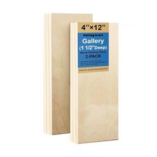 [ 1135472 ] 아트에 빠지다 2팩 미완성 나무 캔버스 패널 10.2 x 30.5cm(4 12인치) 갤러리 자작나무 패널 키트 아크릴 페인팅 붓기 및 연소용 3.8c