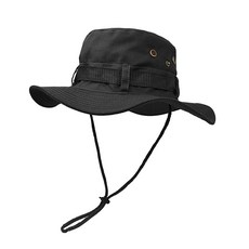 야외 넓은 챙 햇빛 보호 모자 이중 레이어 클래식 미국 전투 군대 스타일 부시 정글 차단 낚시 사냥 캠핑용 카키, 블랙