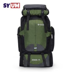SYUM 등산가방 70L 대용량 방수 등산배낭 아웃도어 남녀 등산 가방 트래킹 캠핑, 초록색