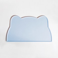 嬰兒防溢兒童防滑防潮餐墊 易清洗, 淺藍色貓耳朵餐墊（矽膠）, 1個