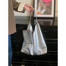 MDMS 韓版托特包 通勤包 氣質百搭 單肩大包 側背包 學生 斜背包 肩背包 女側背包 大包 B136, 銀色