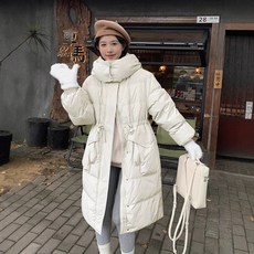 熱賣優選推薦抗寒-30度爆款韓版2025秋冬新款羽絨服女中長款連帽加厚收腰顯瘦百搭手套外套潮