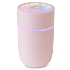 다이아큐브 저소음 차량용 탁상용 초음파 충전무선 USB 유선 미니 가습기 레인보우 무드등 필터 리필 2개, 핑크