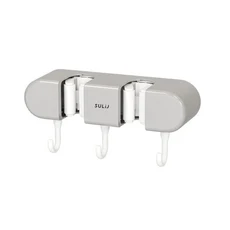 1 벽 마운트 스지 선반 랙 빗자루 주최자 홀더 자기 접착 욕실 주방 정원 차고, 05 Grey 2 Clips