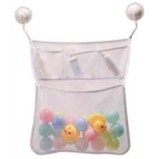 마이프레셔스 욕실장난감 정리함 아기욕실그물망 욕실정리함 욕실그물망 목욕놀이정리망, 4포켓 보관망, 1개, 화이트