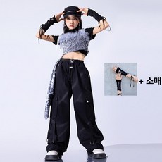 아동방송댄스복 주니어 무대 방송댄스 댄스의상 댄스복 걸스힙합 제품 초등학생 방송댄스복 블랙 힙합의상 공연 캐주얼 아동댄스의류