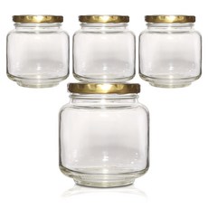 경진기업 [철마개]유리병 고추장병 원형고추장1Kg(A)(89파이) 마개골드 4개, 800ml