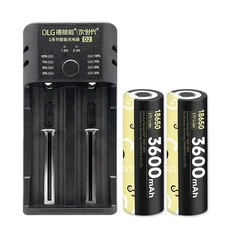 DLGPOWER 3.7V 18650 3600mAh 리튬 이온 충전식 배터리 마이크 마우스 키보드 손전등 전자 칫솔, 01 3600mAh 2pcs D2