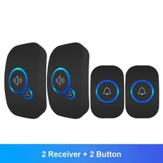 무선 초인종 FullHouse 방수 도어 차임 키트에는 푸시 버튼 송신기 및 플러그인 수신기가 포함되어 있습니, 01 2 Receiver 2 button