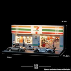 1/64 자동차 차고 디오라마 미니어처 모델 스트리트 코너 장면 피규어 PVC 사진 소품 1:64 핫 휠에 적합 MiniGT, 2.711 With Light