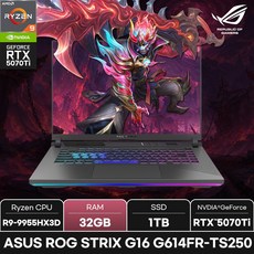 에이수스 2026 ROG 스트릭스 G16 라이젠9 라이젠 9000 시리즈 지포스 RTX 5070 Ti, G614FR-TS250, Free DOS, 32GB, 1TB, 이클립스 그레이
