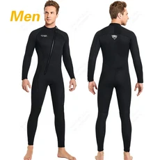 남녀공용 따뜻한 서핑 잠수복 긴팔 전신 스노클링 다이빙 슈트 잠수복 3mm, 03 XXXL, 02 Men-0147-Black-Front